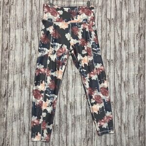 Balance Collection Floral Print Leggings Womens Size L Athletic Activewear